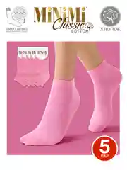 Розовый носки женские MiNiMi COTONE 1201 короткие спортивные из хлопка набор 5 пар