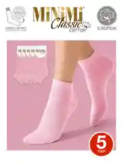 Пудровый носки женские MiNiMi COTONE 1201 короткие спортивные из хлопка набор 5 пар