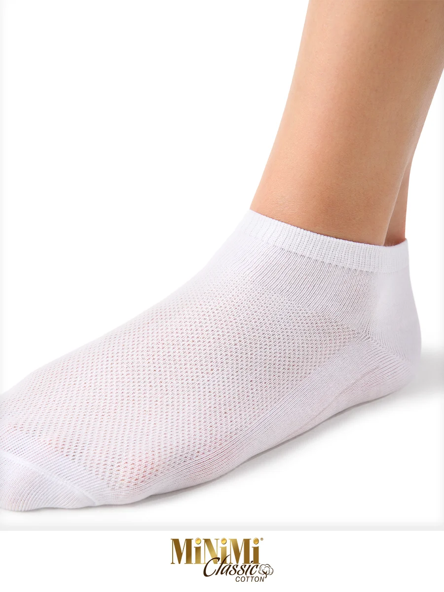 Белый носки женские MiNiMi COTONE 1101 короткие спортивные из хлопка набор 10 пар