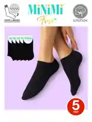 Черный носки женские MiNiMi FRESH 4102 короткие спортивные из хлопка набор 5 пар
