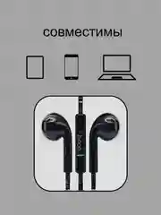 Черный наушники проводные с микрофоном Hoco M101 с кабелем 1,2 м. Jack 3.5 mm