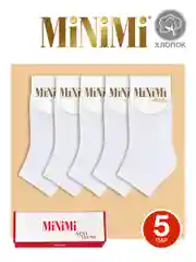 Белый носки женские MiNiMi COTONE 1201 короткие спортивные из хлопка набор 5 пар в коробке