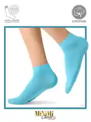 Голубой носки женские MiNiMi COTONE 1201 короткие спортивные из хлопка набор 5 пар в коробке