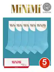 Голубой носки женские MiNiMi COTONE 1201 короткие спортивные из хлопка набор 5 пар в коробке