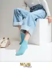 Голубой носки женские MiNiMi COTONE 1201 короткие спортивные из хлопка набор 5 пар в коробке