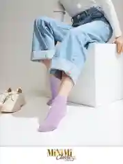Лавандовый носки женские MiNiMi COTONE 1201 короткие спортивные из хлопка набор 5 пар в коробке