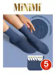 Синий носки женские MiNiMi COTONE 1203 высокие меланжевые из хлопка набор 5 пар