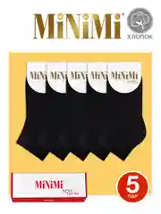 Черный носки женские MiNiMi COTONE 1201 короткие спортивные из хлопка набор 5 пар в коробке