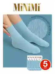 Голубой носки женские MiNiMi COTONE 1203 высокие меланжевые из хлопка набор 5 пар