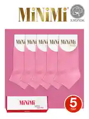 Розовый носки женские MiNiMi COTONE 1201 короткие спортивные из хлопка набор 5 пар в коробке