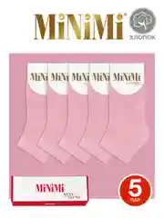 Пудровый носки женские MiNiMi COTONE 1201 короткие спортивные из хлопка набор 5 пар в коробке