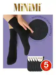 Черный носки женские MiNiMi COTONE 1203 высокие меланжевые из хлопка набор 5 пар
