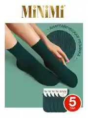 Голубой носки женские MiNiMi COTONE 1203 высокие меланжевые из хлопка набор 5 пар
