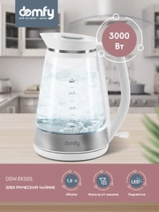 Чайник электрический DOMFY DSW-EK505, 3000 Вт, белый и прозрачный
