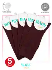 Бордовый носки женские MiNiMi FRESH 4103 высокие в рубчик из хлопка 5 пар