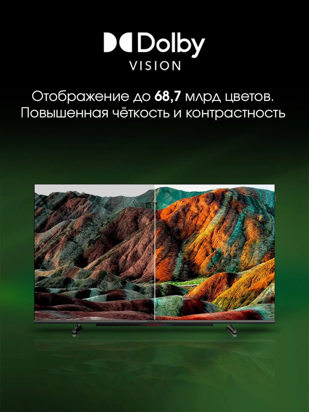 Телевизор DIGMA PRO QLED 43L QLED, 4K Ultra HD, черный, СМАРТ ТВ, Google TV