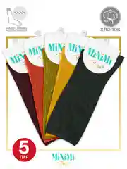 Разноцветный носки женские MiNiMi FRESH 4103 высокие в рубчик из хлопка 5 пар
