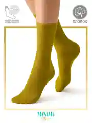Оливковый носки женские MiNiMi FRESH 4103 высокие в рубчик из хлопка 5 пар