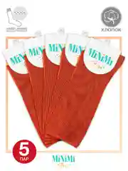 Тёмно-зелёный носки женские MiNiMi FRESH 4103 высокие в рубчик из хлопка 5 пар