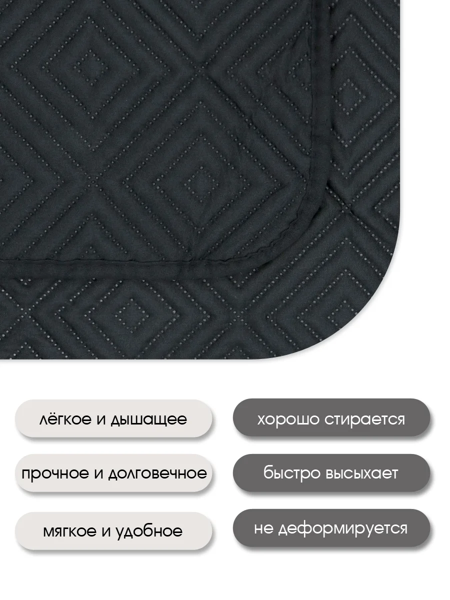 Покрывало "ND HOME", черный, 100% полиэстер 180*200 см
