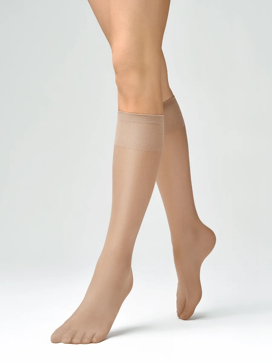 Бежевый гольфы женские MiNiMi ELASTIC 40 den тонкие капроновыенабор 3 пары