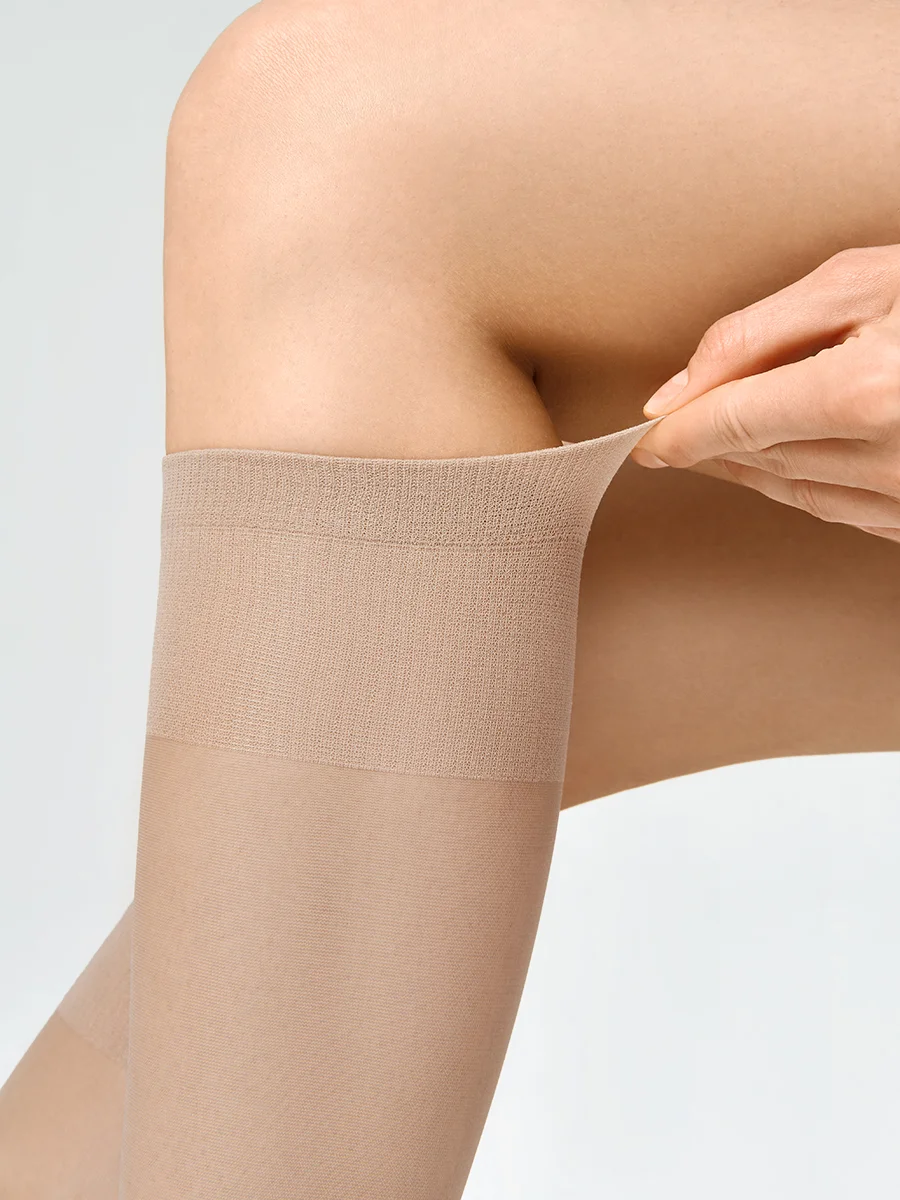Бежевый гольфы женские MiNiMi ELASTIC 40 den тонкие капроновыенабор 3 пары