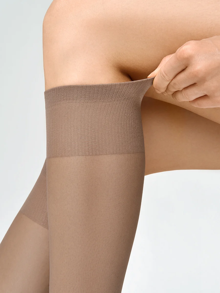 Бежевый гольфы женские MiNiMi ELASTIC 40 den тонкие капроновыенабор 3 пары