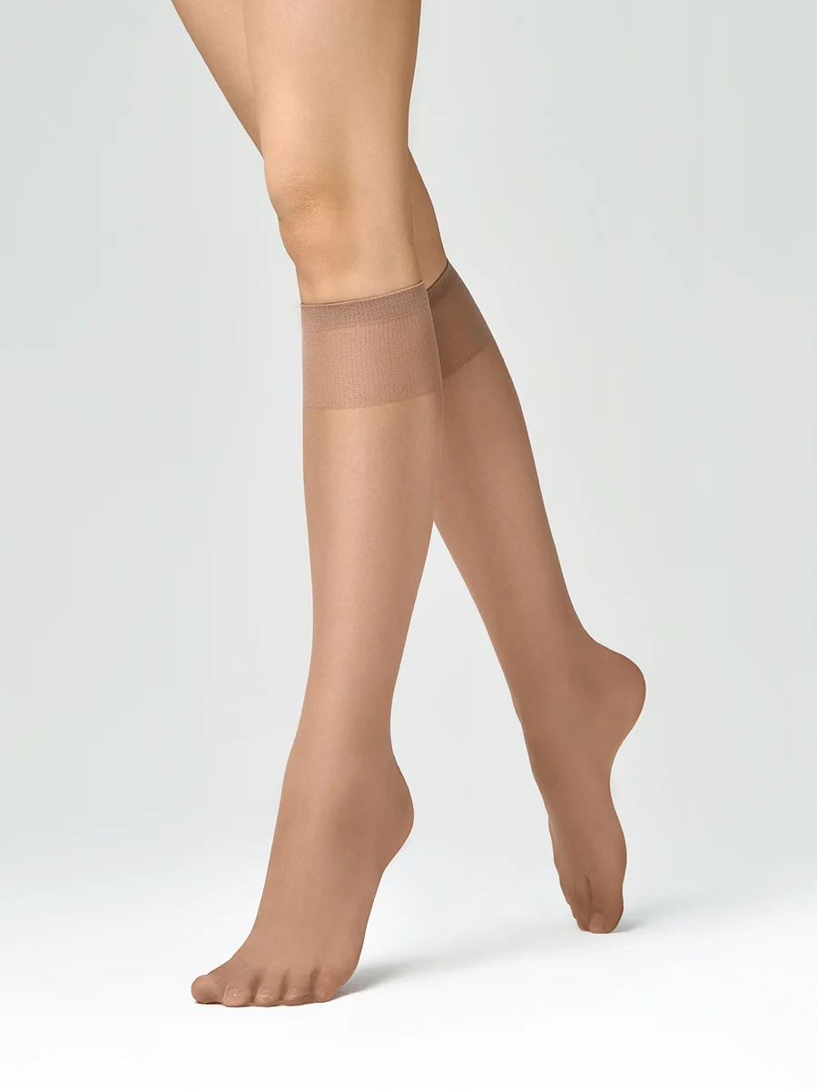 Бежевый гольфы женские MiNiMi ELASTIC 20 den тонкие капроновые набор 2 упаковки