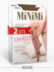 Бежевый гольфы женские MiNiMi ELASTIC 20 den тонкие капроновые набор 2 упаковки
