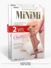 Белый гольфы женские MiNiMi ELASTIC 20 den тонкие капроновые набор 2 упаковки