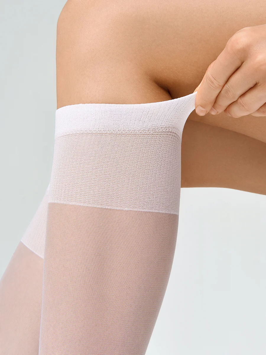 Белый гольфы женские MiNiMi ELASTIC 20 den тонкие капроновые набор 2 упаковки