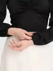 Черный женская блуза топ с рукавами летняя