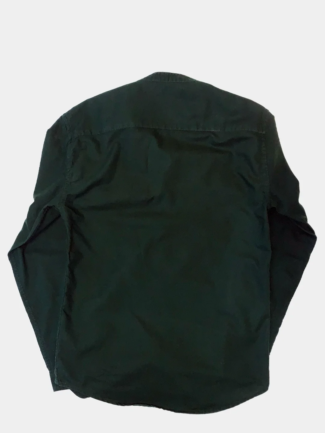 Тёмно-зелёный однотонная мужская рубашка carhartt из хлопка с воротником-стойкой
