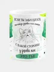 Кружка "Если ты заблудился, то найди дерево и посмотри с какой стороны дерева лох это ты"