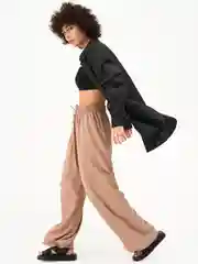 Бежевый брюки женские, широкие