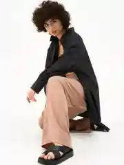 Бежевый брюки женские, широкие