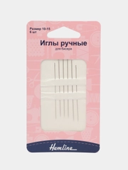 Иглы ручные для бисера супер тонкие  N10-15, 6 шт  (HEMLINE)