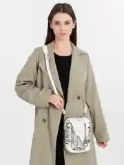 Белый сумка через плечо, принт, 22*16, Rebeca, натуральная кожа