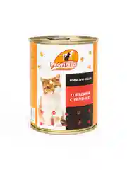 Корм консервированный Profifeed для кошек "Говядина с печенью"