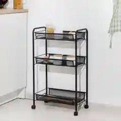 Этажерка "Ладья 2К", 3 яруса, 44*25*73,5 см, на колёсиках, цвет чёрный