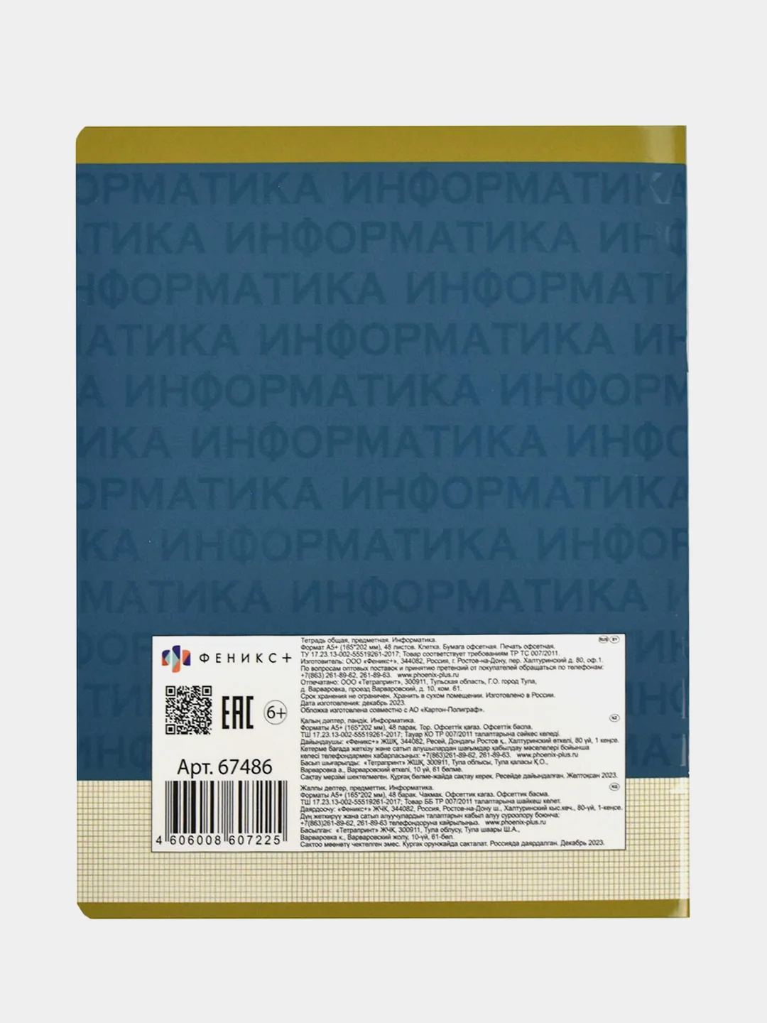 Тетрадь предметная Феникс+ "ИНФОРМАТИКА", клетка, переплёт "софт-тач", 48 л