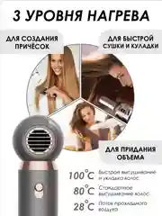 Серый фен компактный с ионизацией, серый