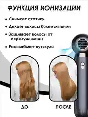 Фен компактный с ионизацией, черный