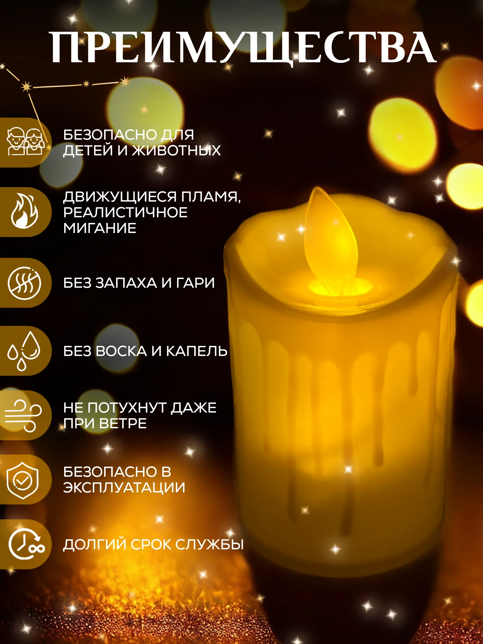 Свеча светодиодная мерцающая