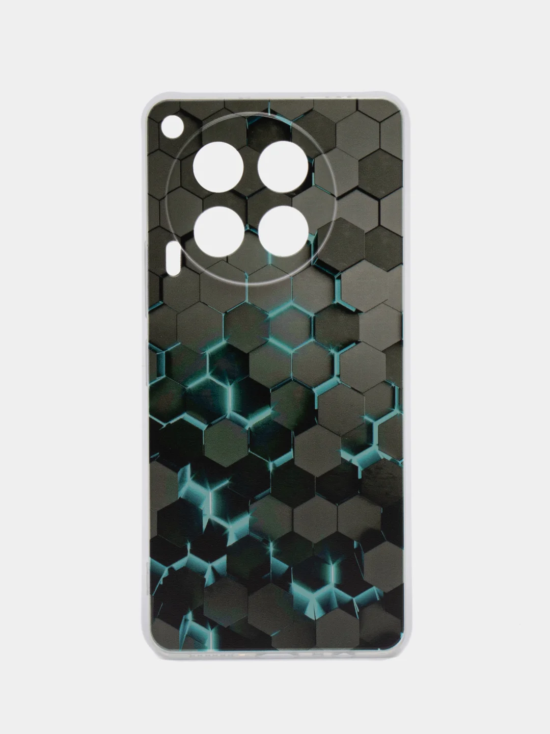 Бирюзовый чехол на Tecno Camon 30 4G / Текно Камон 30 4G прозрачный, с рисунком, защита камеры