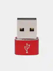 Красный адаптер-переходник USB Type-C на USB-A OTG