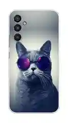 Синий меланж чехол на Samsung Galaxy A34 5G (Самсунг A34), прозрачный, с рисунком, защита камеры
