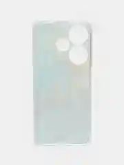 Голубой силиконовый чехол на Redmi Turbo 3 / Редми Турбо 3 прозрачный, с рисунком, защита камеры