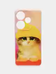 Желтый силиконовый чехол на Redmi Turbo 3 / Редми Турбо 3 прозрачный, с рисунком, защита камеры