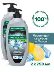 Гель для душа Palmolive MEN Арктический ветер 3 в 1 для тела, волос и лица, 750 мл, 2 шт